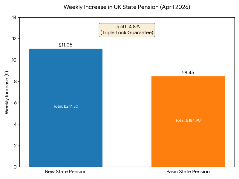 New State Pension and Basic State Pension rates for 2025 vs 2026.