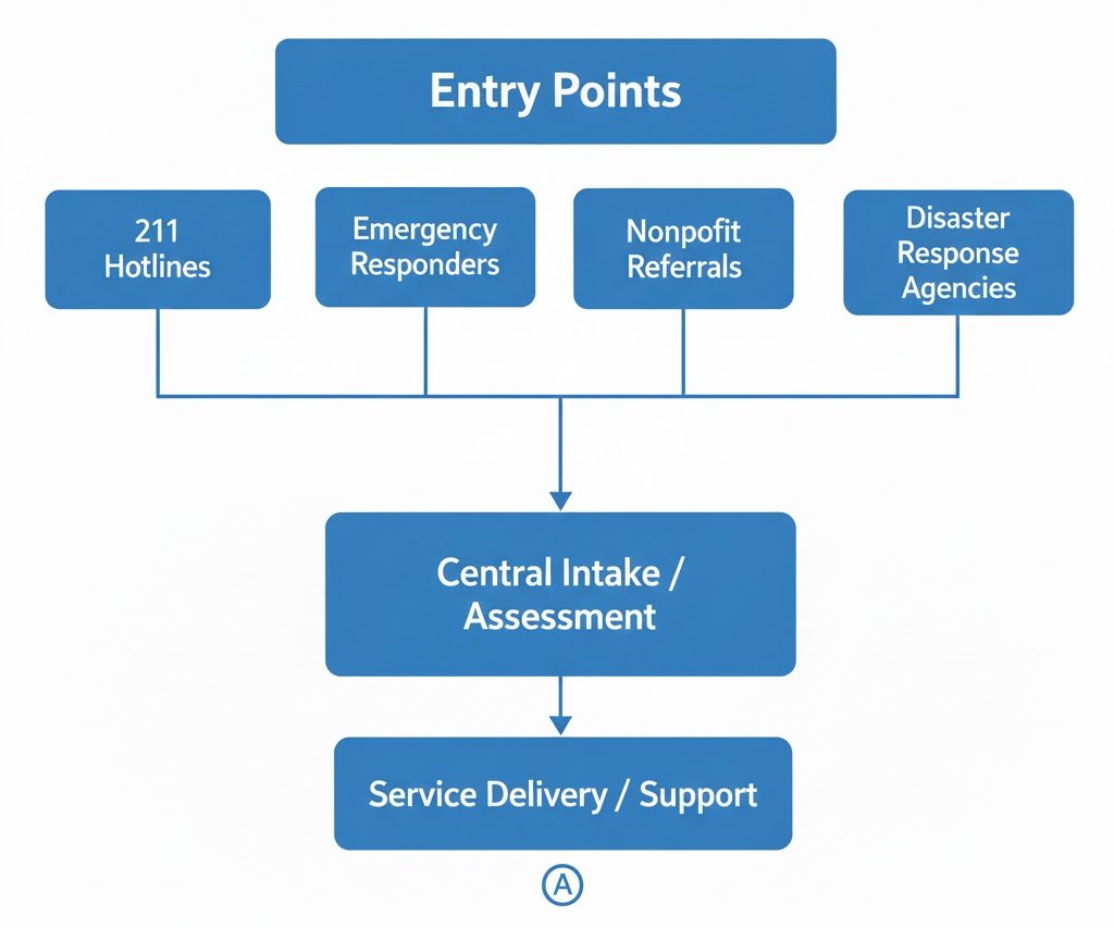 Flowchart showing how individuals are referred through the Emergency Shelter List system