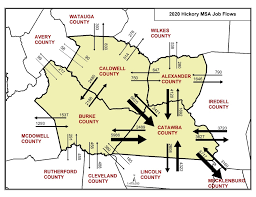 Map of Catawba County highlighting cities and rental areas